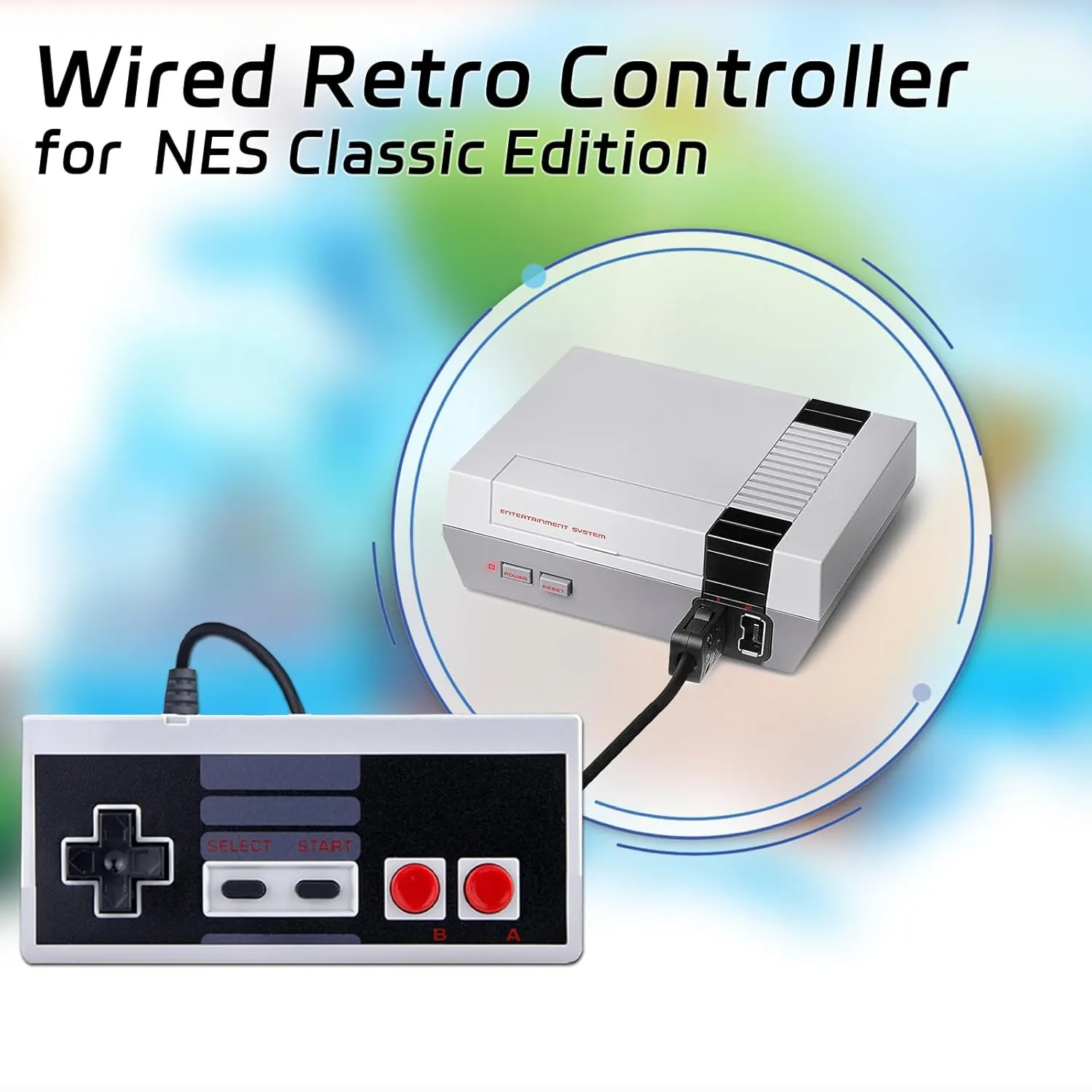 2-Packs NES Classic Controller. Wired NES Mini Controller for Nes Classic Mini Edition and NES Classic Edition(remake released in 2016/2018), 9.8FT Cable Length for an Immersive Gaming Experience