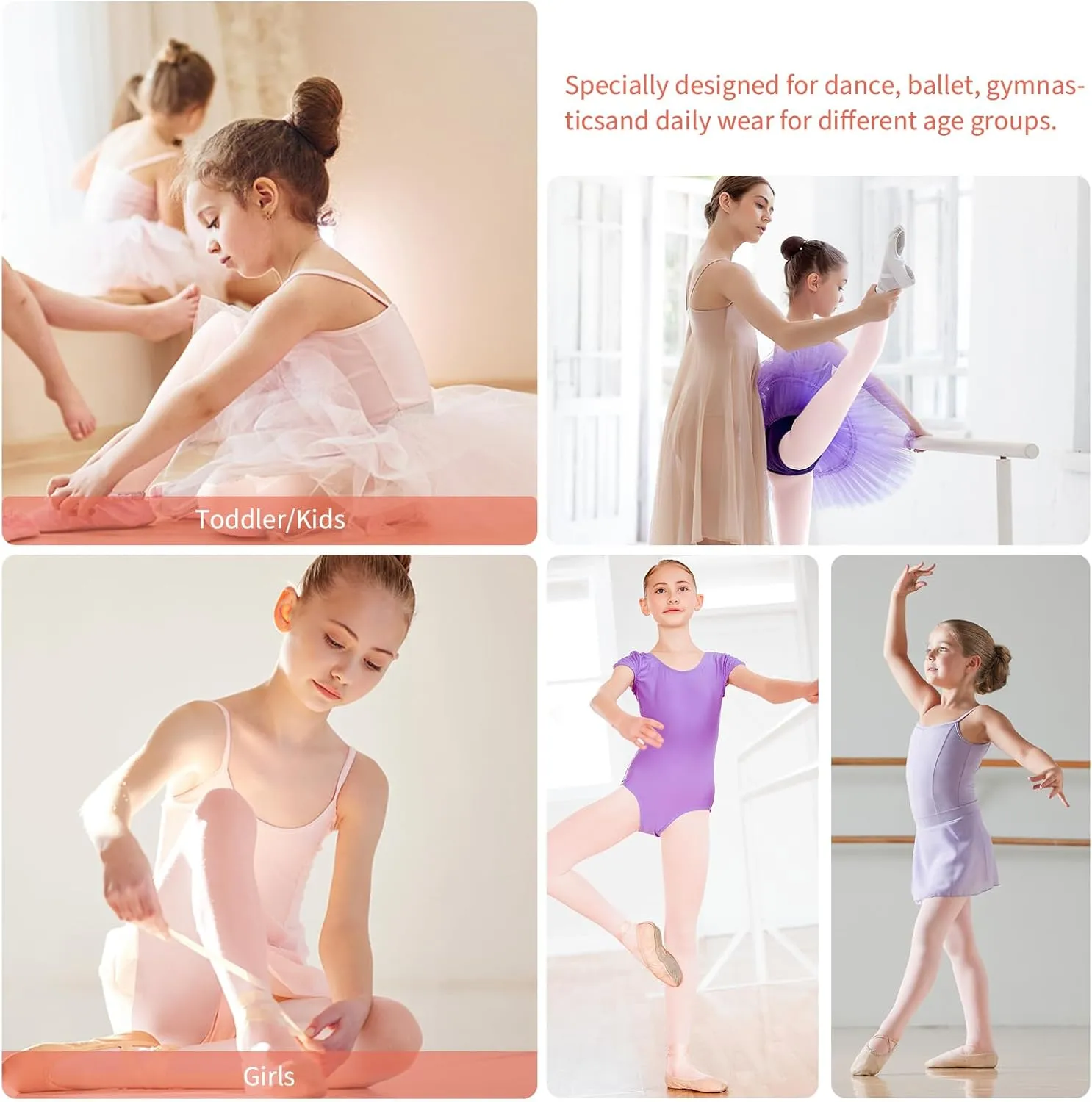2Pcs Ballet Tights For Gils, Toddler Ballet Tights, Ballet Leotards Dance Outfit for Kids