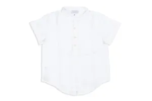 Adamo Short-sleeved White Linen Italian Shirt