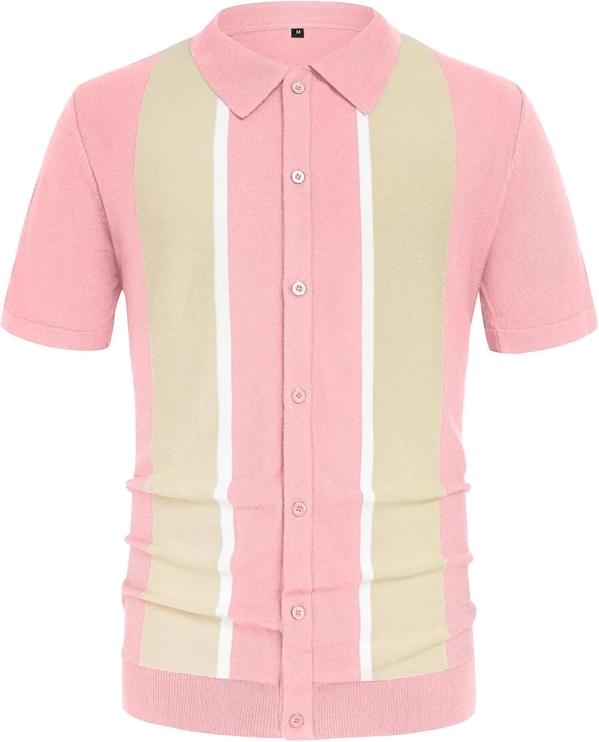 Aiyino Mens Polo Shirts Vintage Striped Lightweight Knitting Golf Shirts