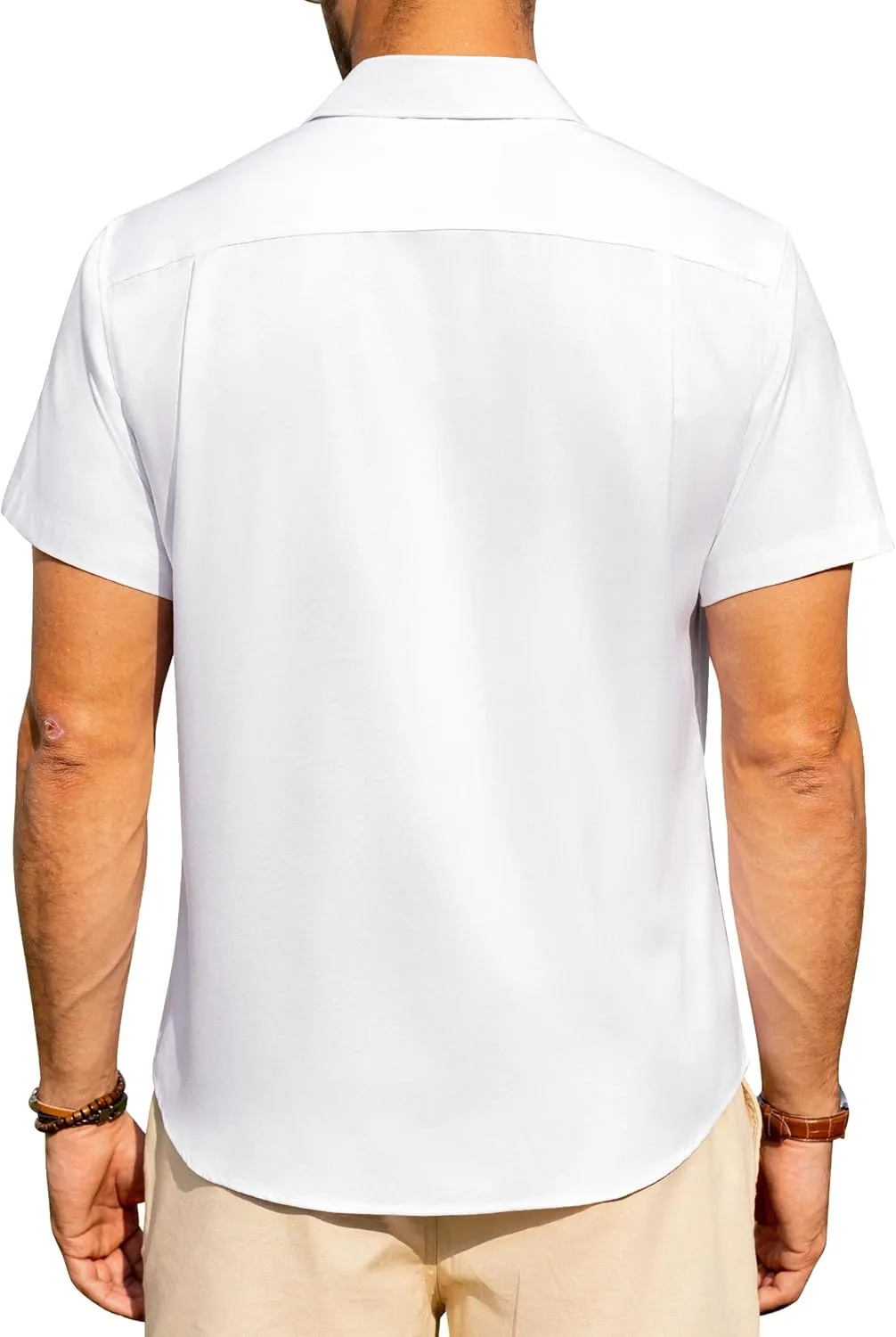 Alimens & Gentle Mens Linen Shirts Short Sleeve Button Down Shirts Wrinkle Free Casual Vacation Beach Summer Tops