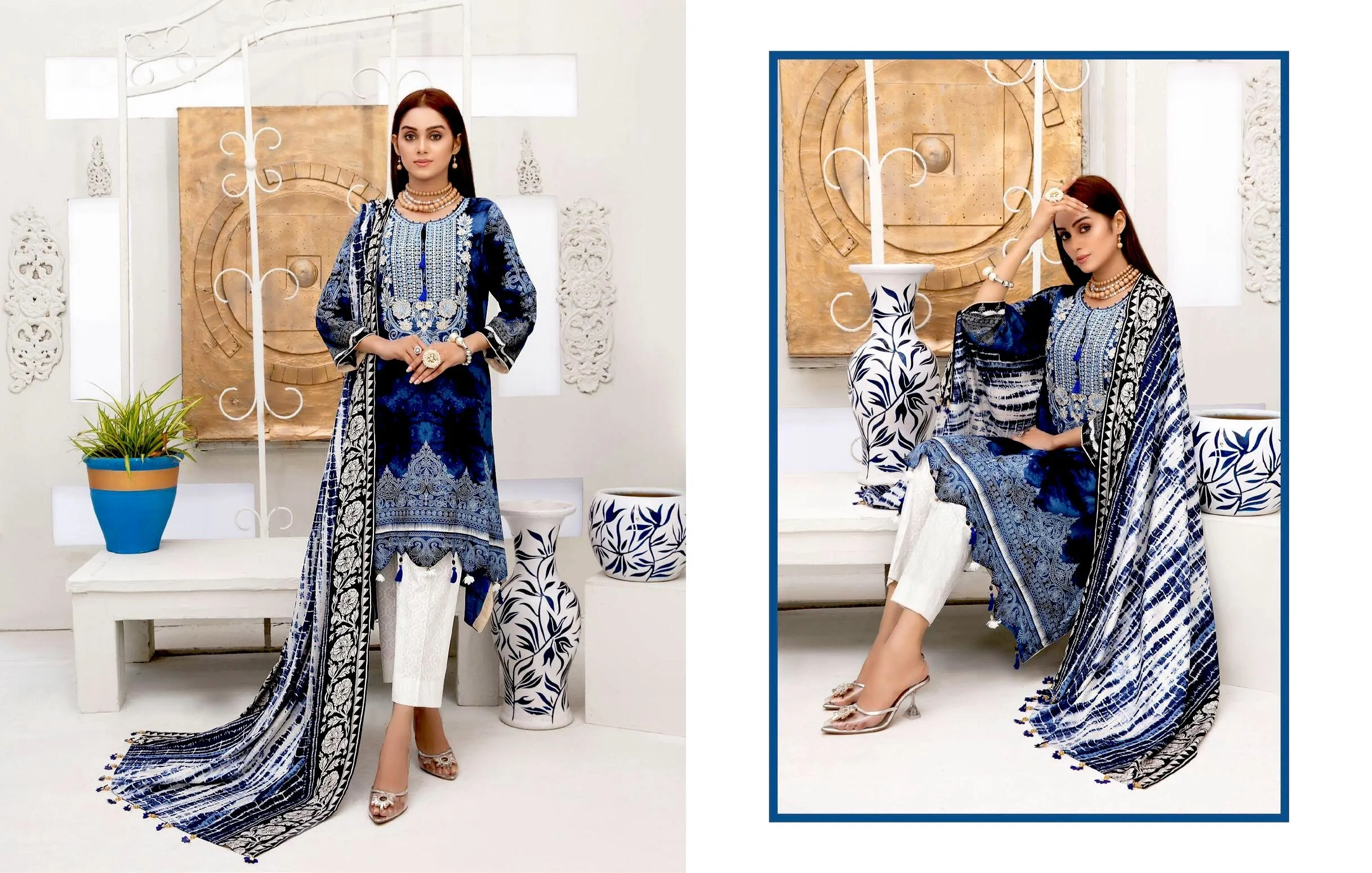 Amna Sohail by Tawakkal · Dilara Linen Print Collection – D-1986