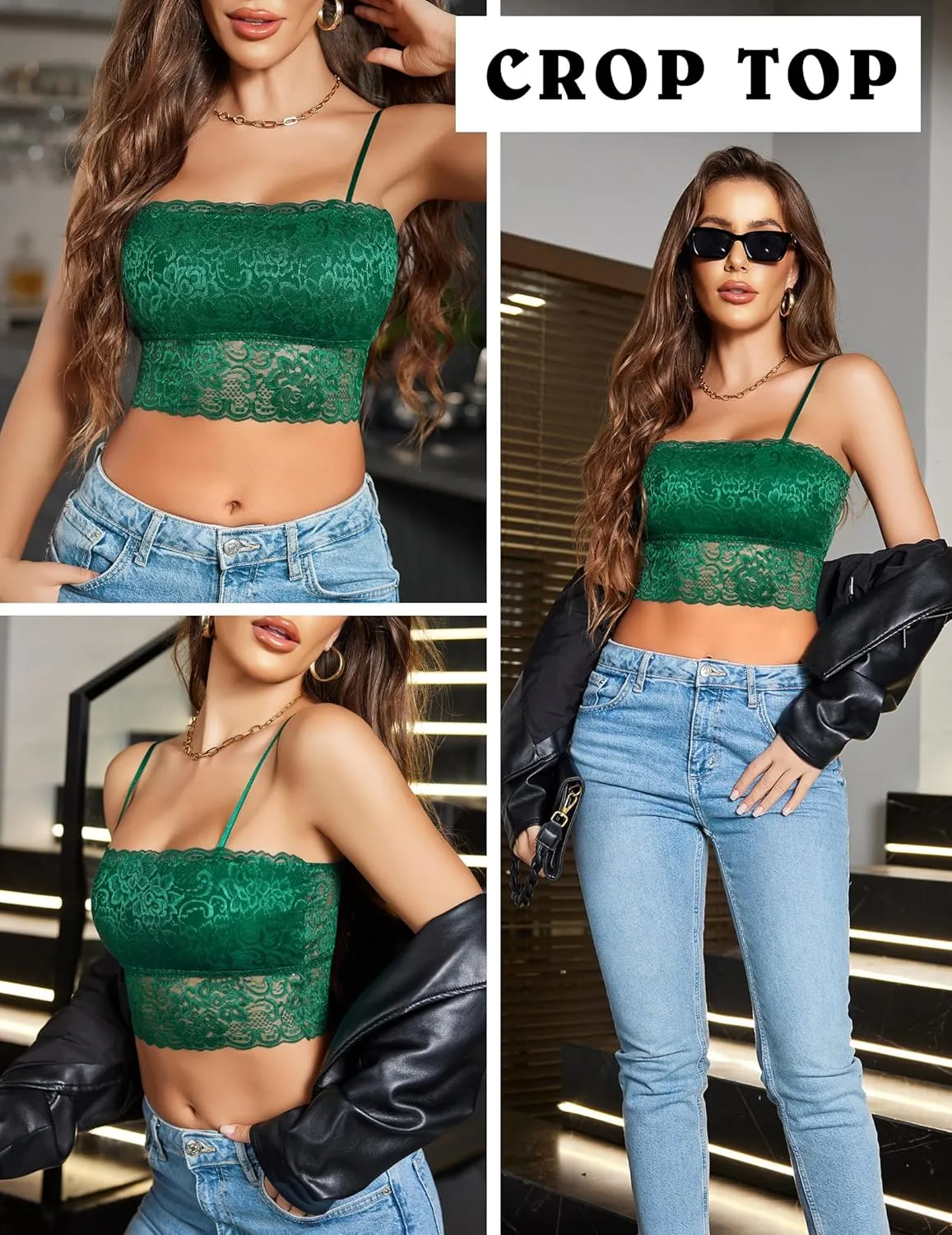 Avidlove Bralettes for Women Lace Spaghetti Strap Tank Top Tube Slim Basic Camisole