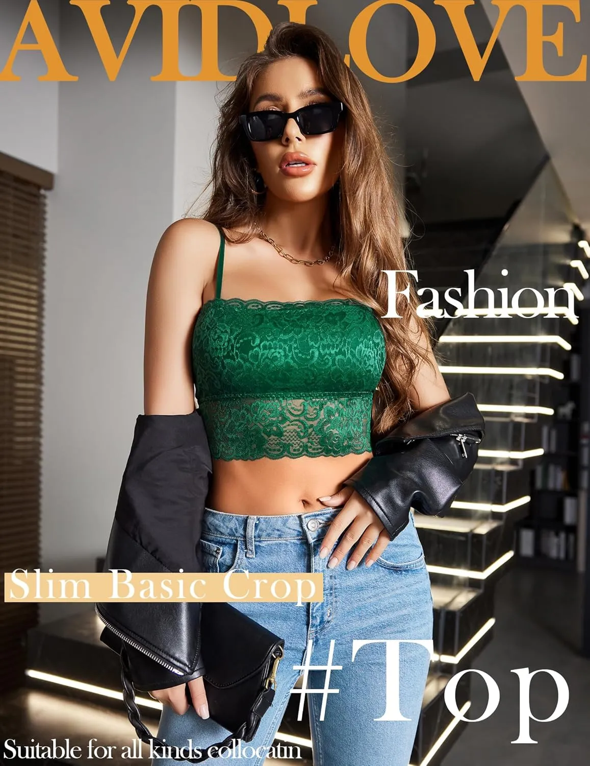 Avidlove Bralettes for Women Lace Spaghetti Strap Tank Top Tube Slim Basic Camisole