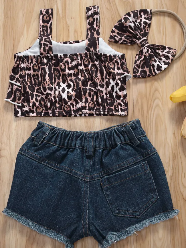 Baby Time for a Safari Top and Denim Shorts Set