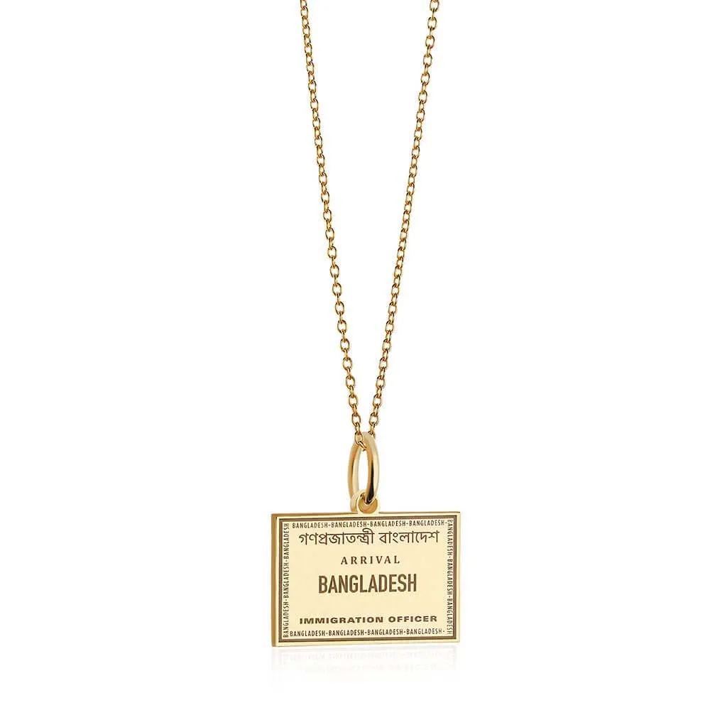 Bangladesh Passport Stamp Charm Solid Gold