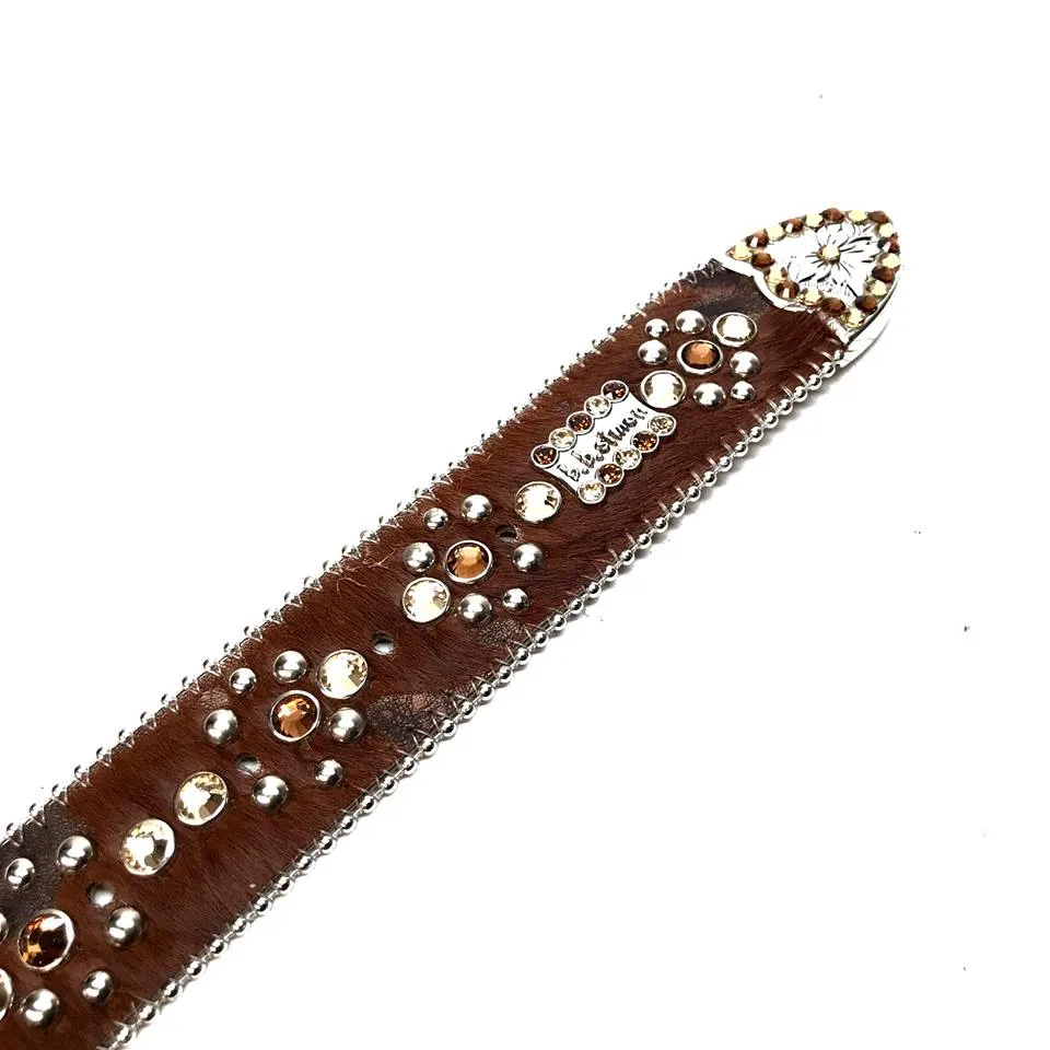 b.b. Simon Bronze Cross Pony Hair Crystal Belt