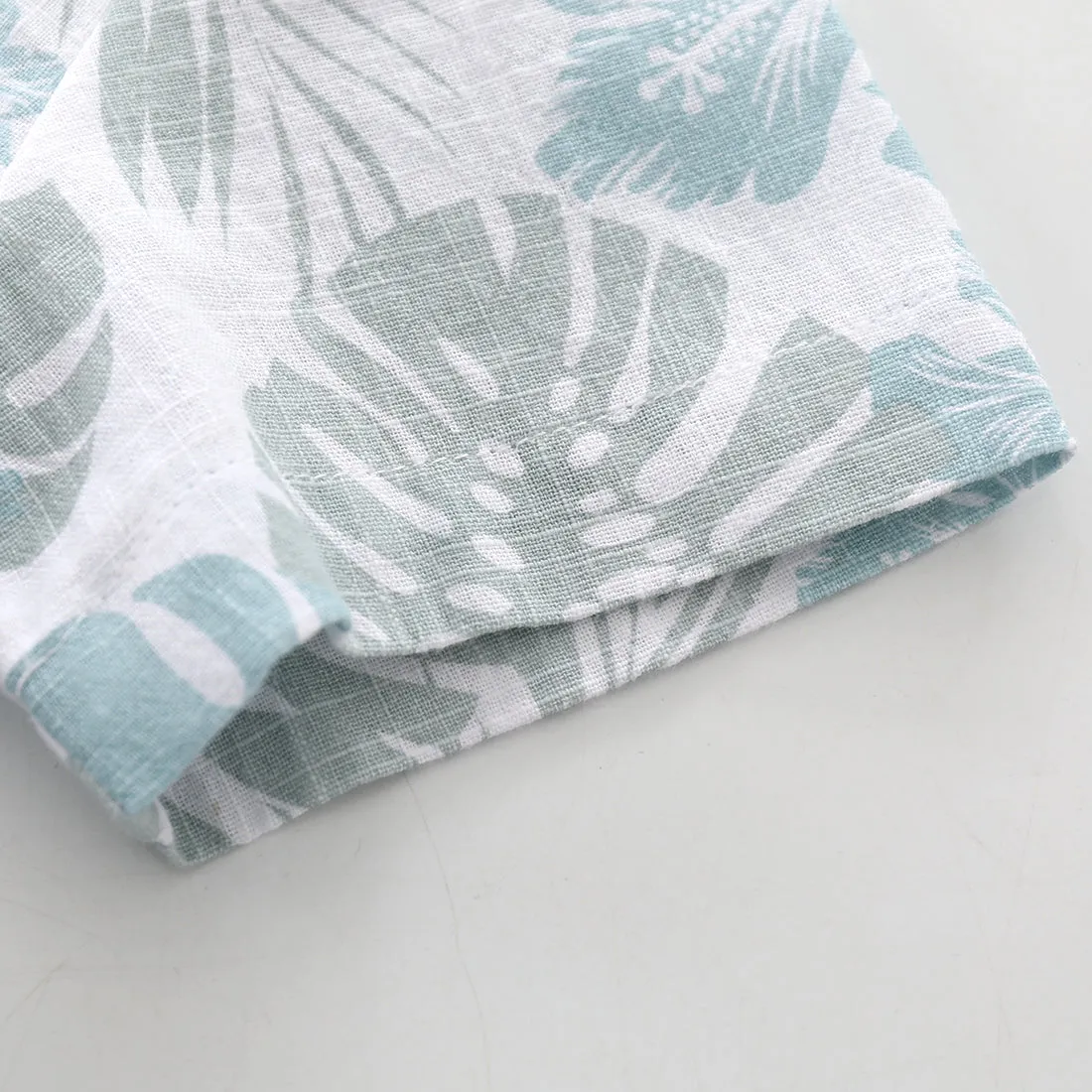Boy Short Sleeve Hawaii Linen Design Print Shirts