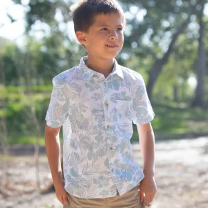 Boy Short Sleeve Hawaii Linen Design Print Shirts