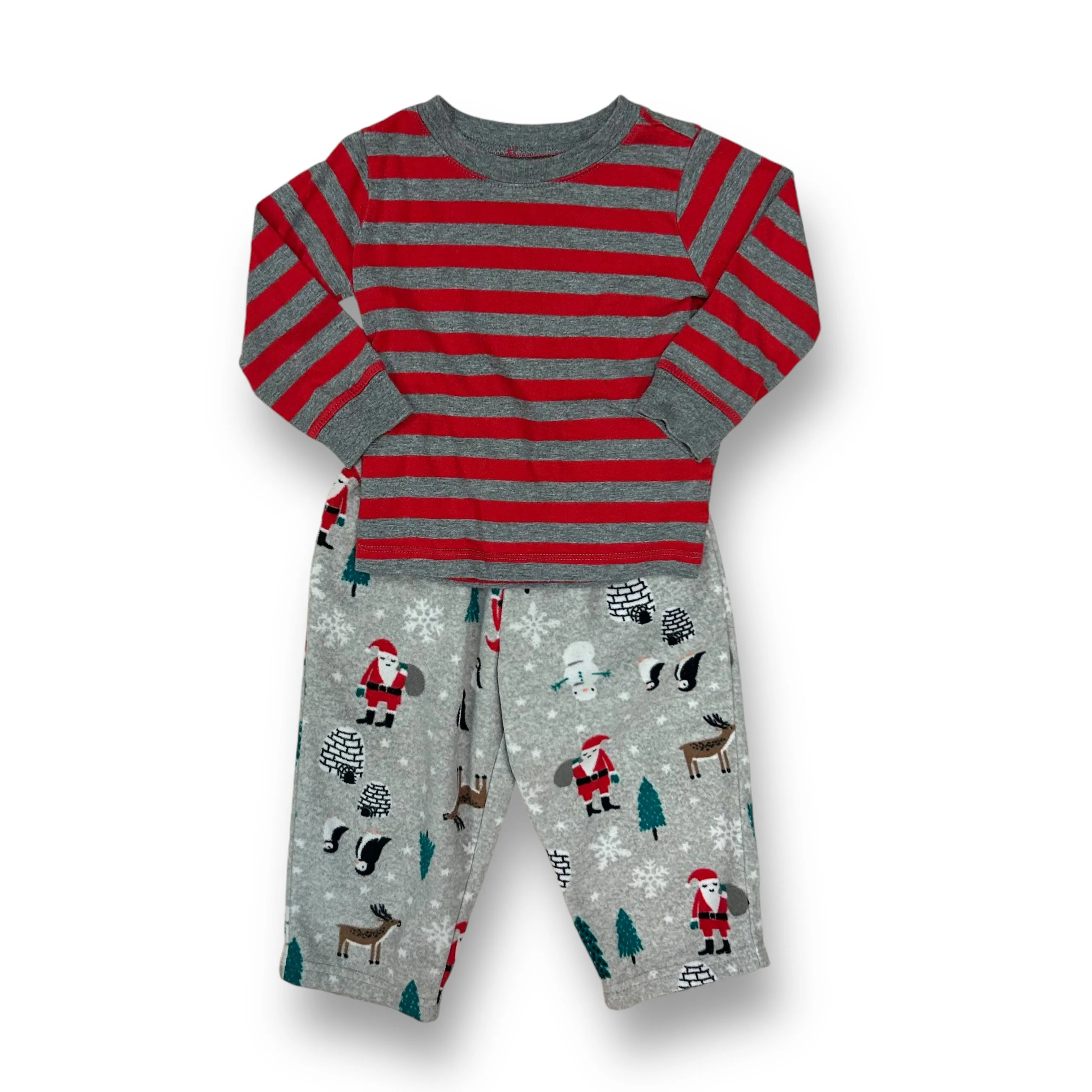Boys Carter's Size 18 Months Red & Gray Holiday 2-Pc Pajamas