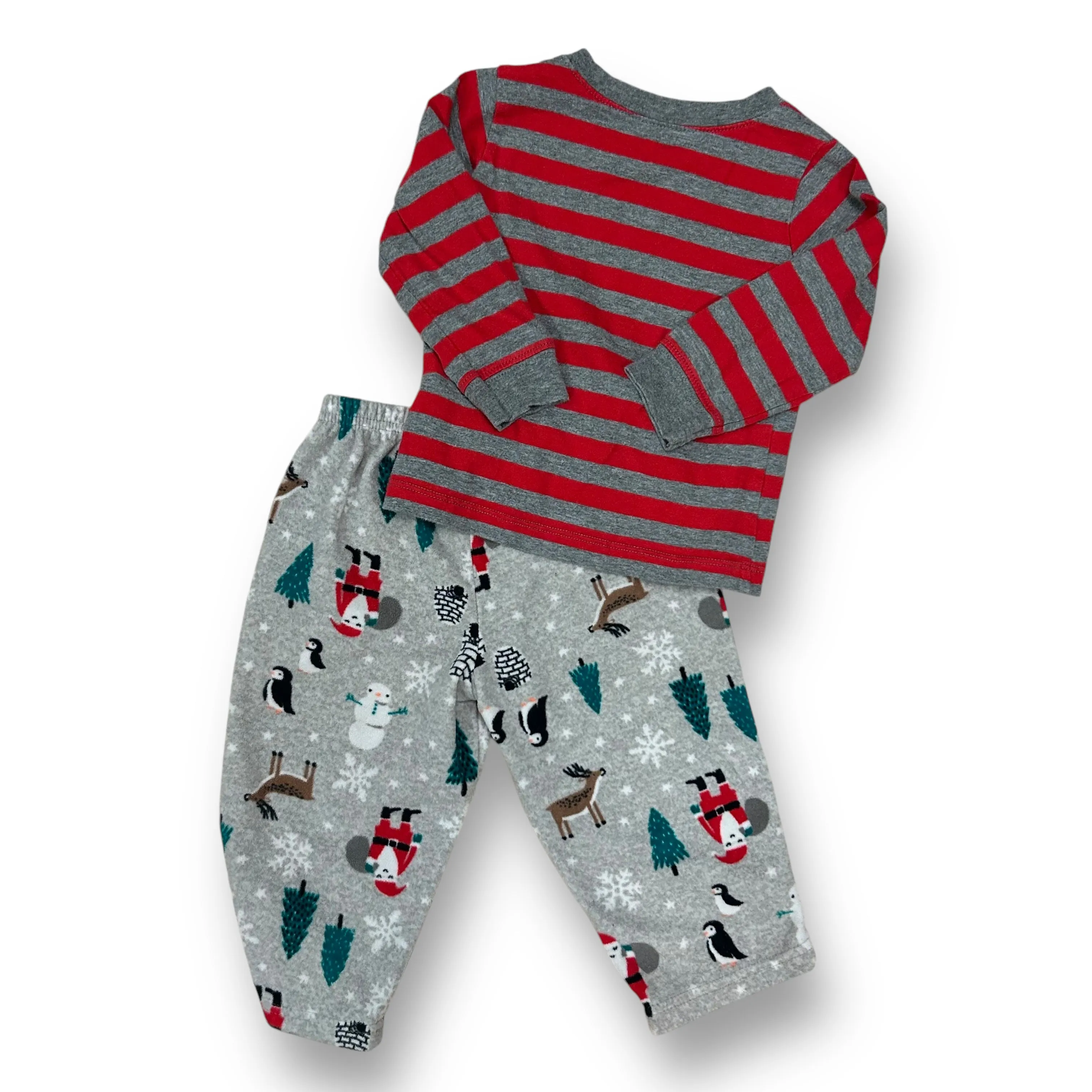 Boys Carter's Size 18 Months Red & Gray Holiday 2-Pc Pajamas