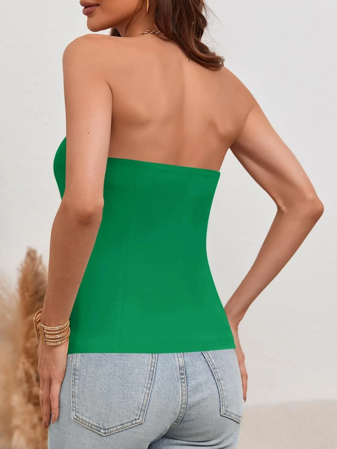 Cicy Bell Notched Neck Tube Tops Blazer Sleeveless Button Fitted Strapless Work Blazer Vest