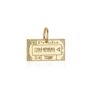 Czech Republic Passport Stamp Charm Solid Gold