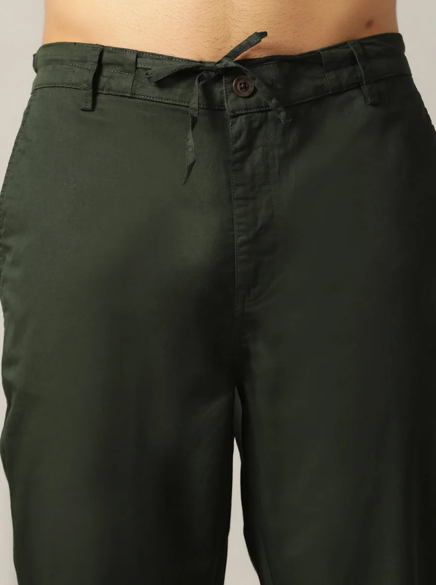 Dark Green Solid Regular Fit Track Pant | JadeBlue