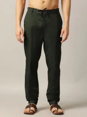 Dark Green Solid Regular Fit Track Pant | JadeBlue
