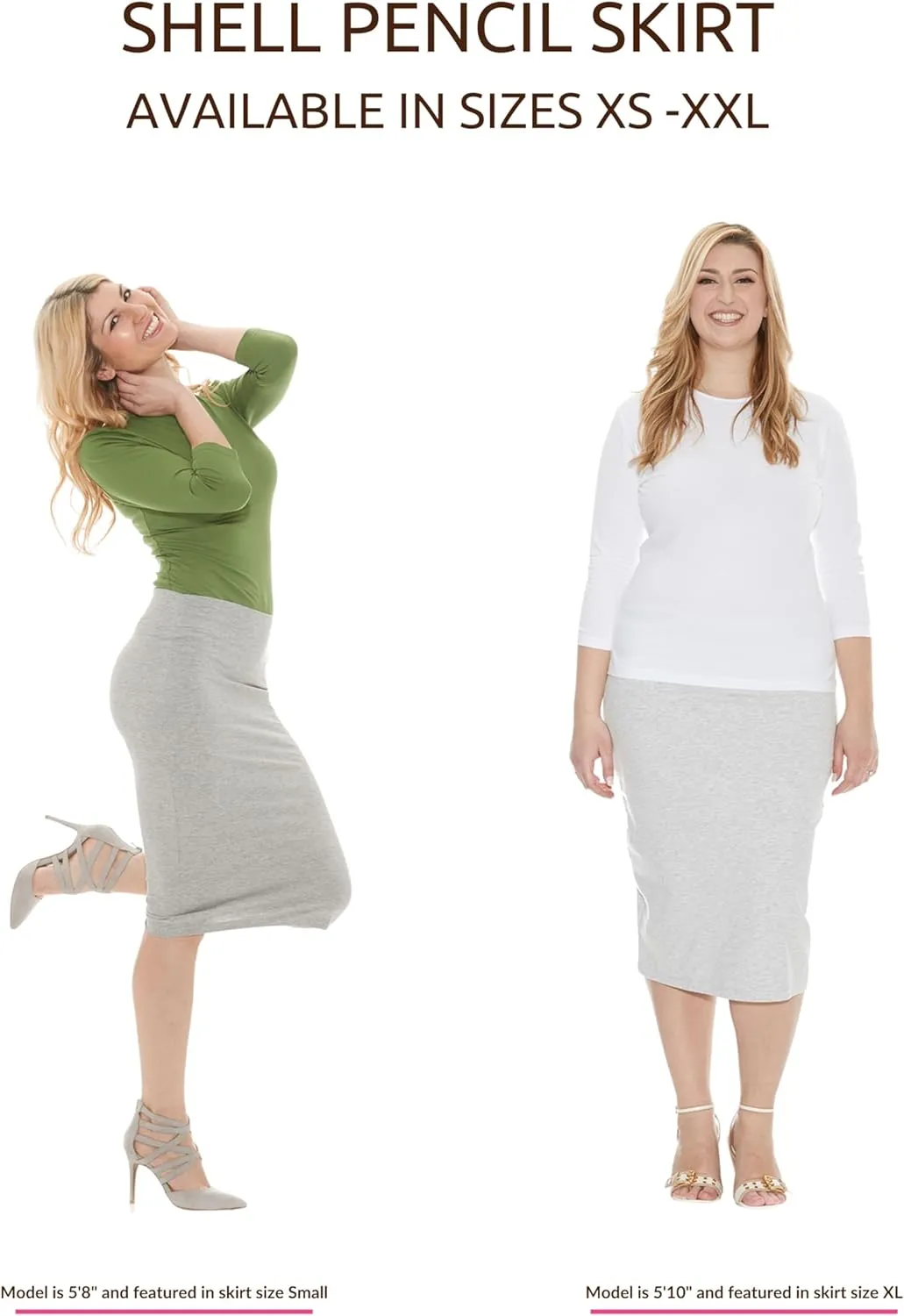 ESTEEZ Women's Lightweight Cotton Spandex Knee-Length Pencil Skirt - Modest, Comfortable, Everyday Wear