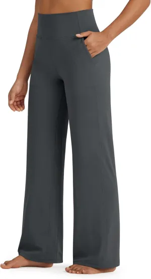 G4Free BareFeel Yoga Pants Women Wide Leg Pants with Pockets High Waisted Dress Pants Comfy Sweatpants 29"/31"/33"