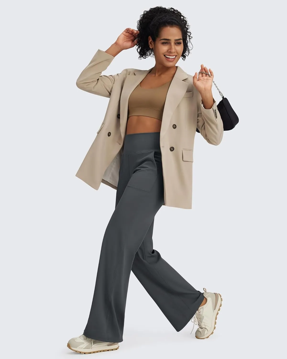 G4Free BareFeel Yoga Pants Women Wide Leg Pants with Pockets High Waisted Dress Pants Comfy Sweatpants 29"/31"/33"