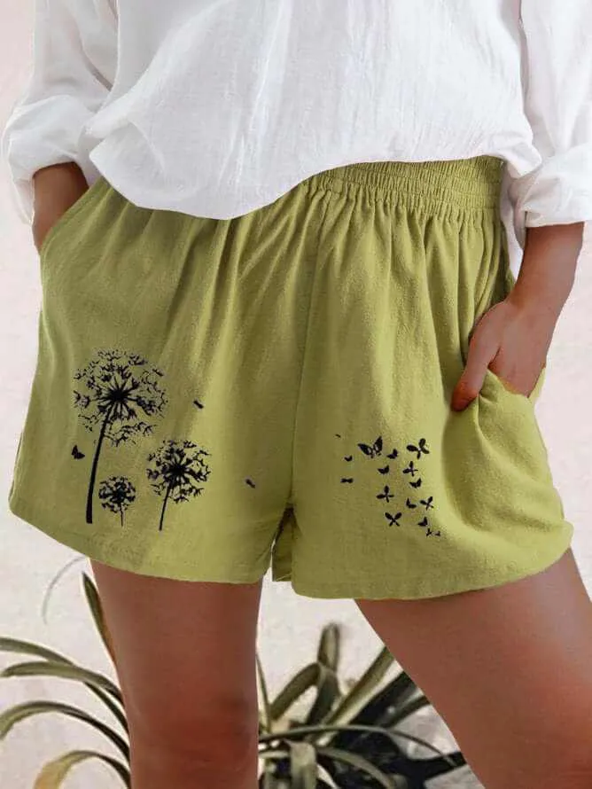 Glow Chic's Dandelion Print Shorts with Pockets