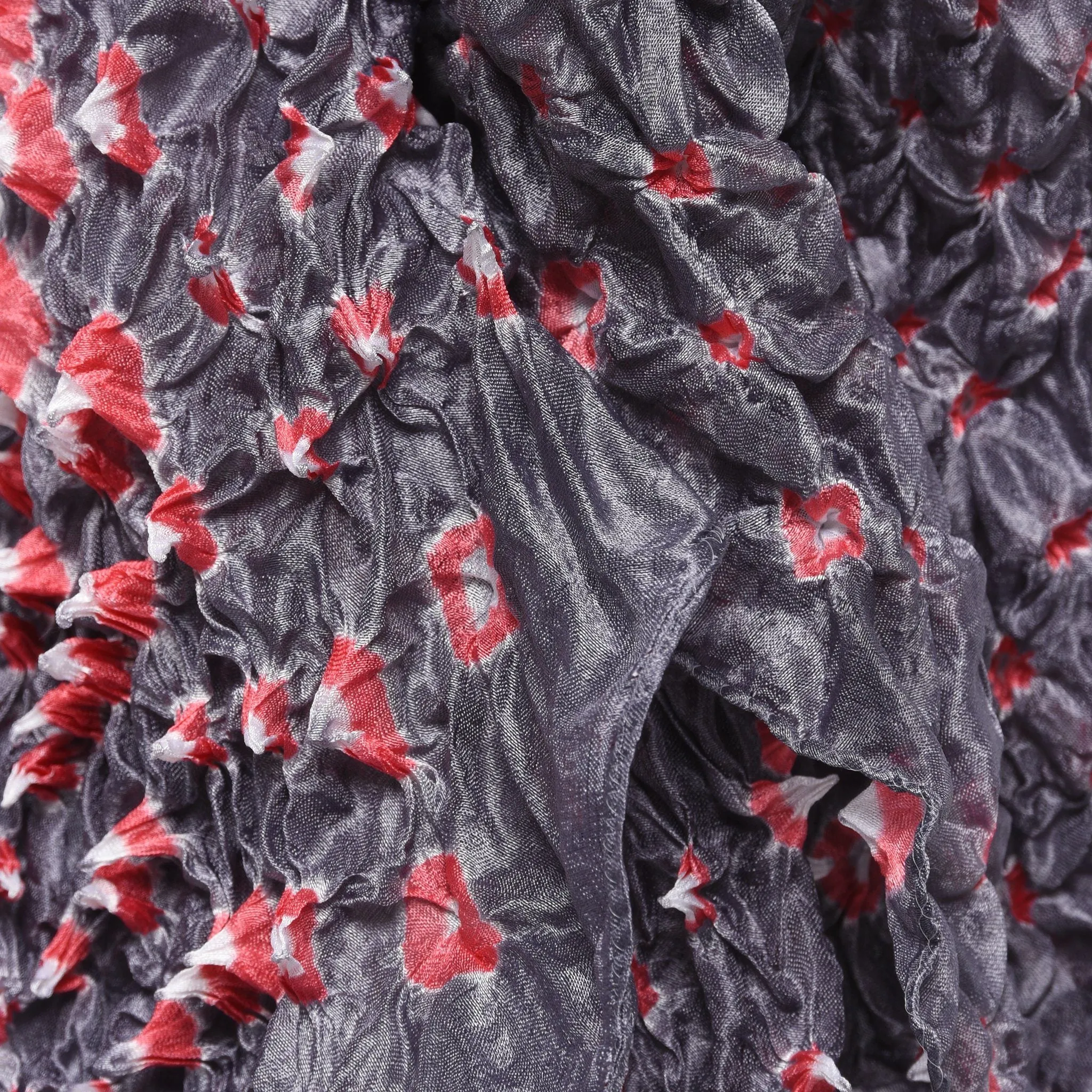 Grey Double Knot Bandhani Silk Scarf
