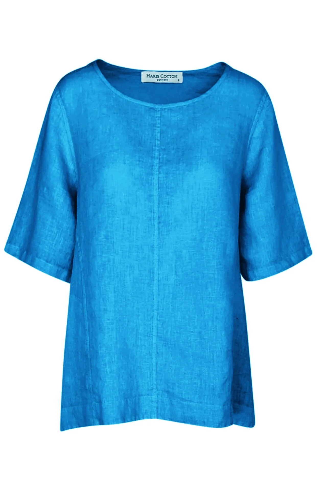 High-Low Linen Short Sleeved Blouse