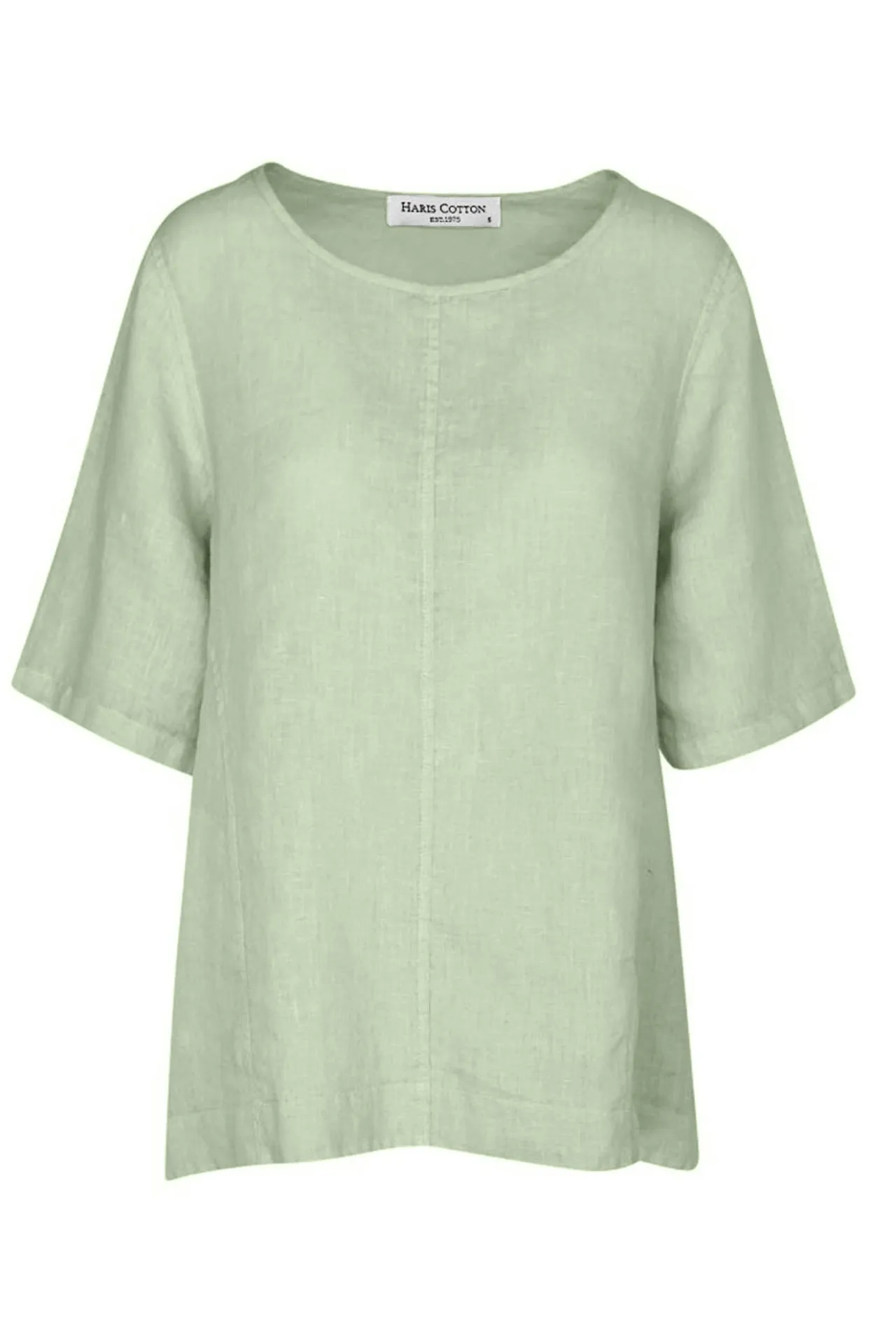 High-Low Linen Short Sleeved Blouse