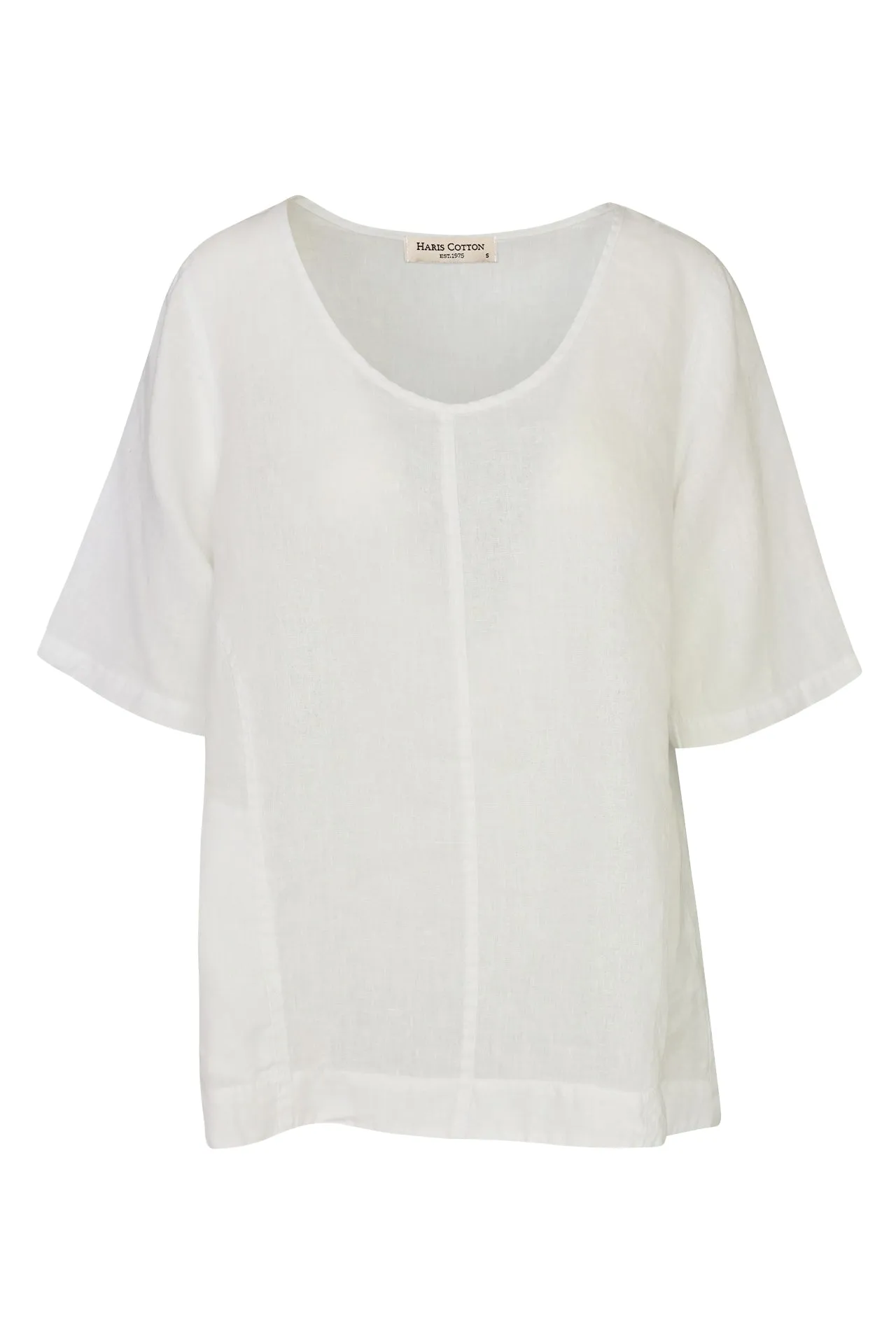 High-Low Linen Short Sleeved Blouse