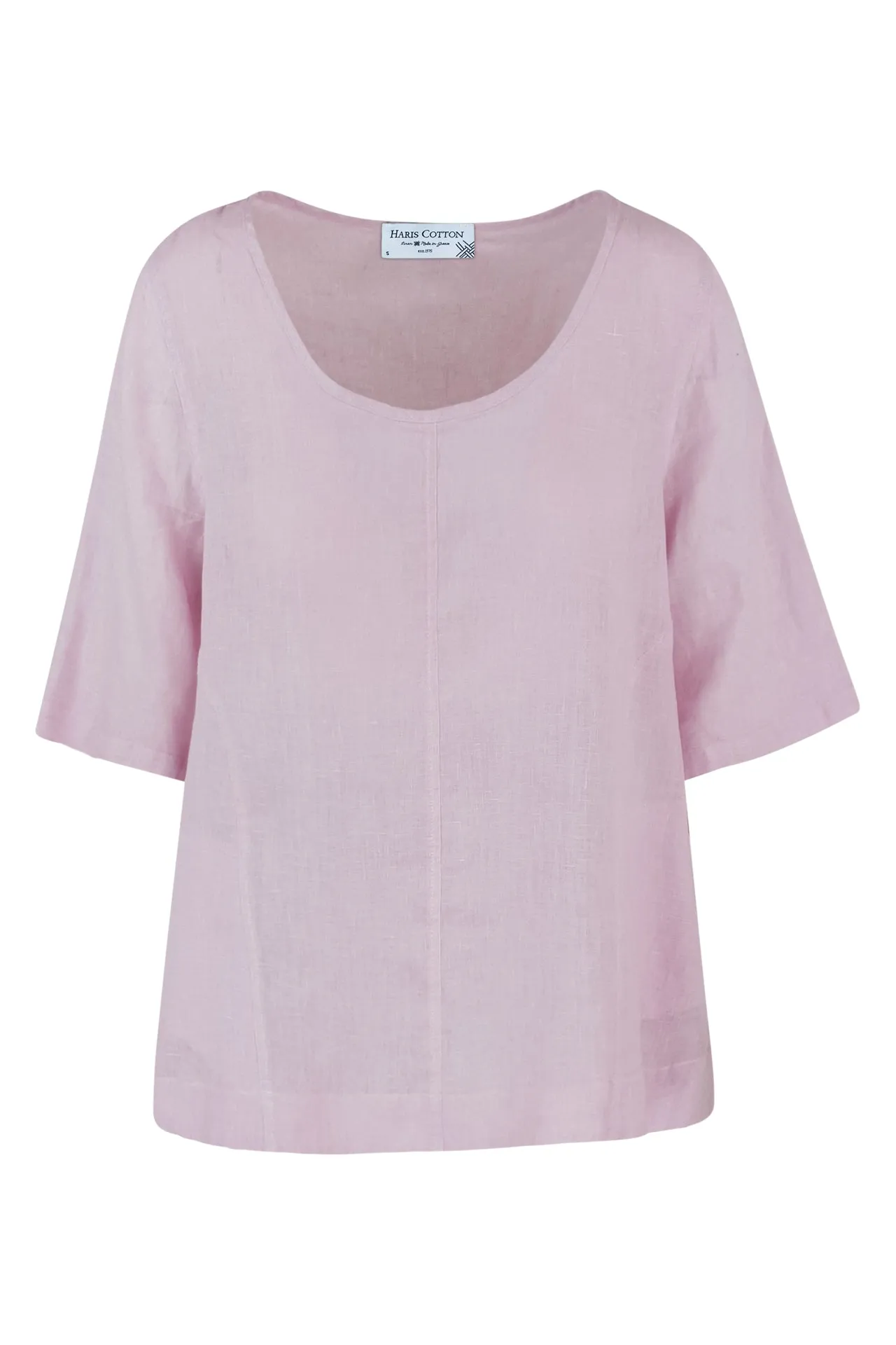 High-Low Linen Short Sleeved Blouse
