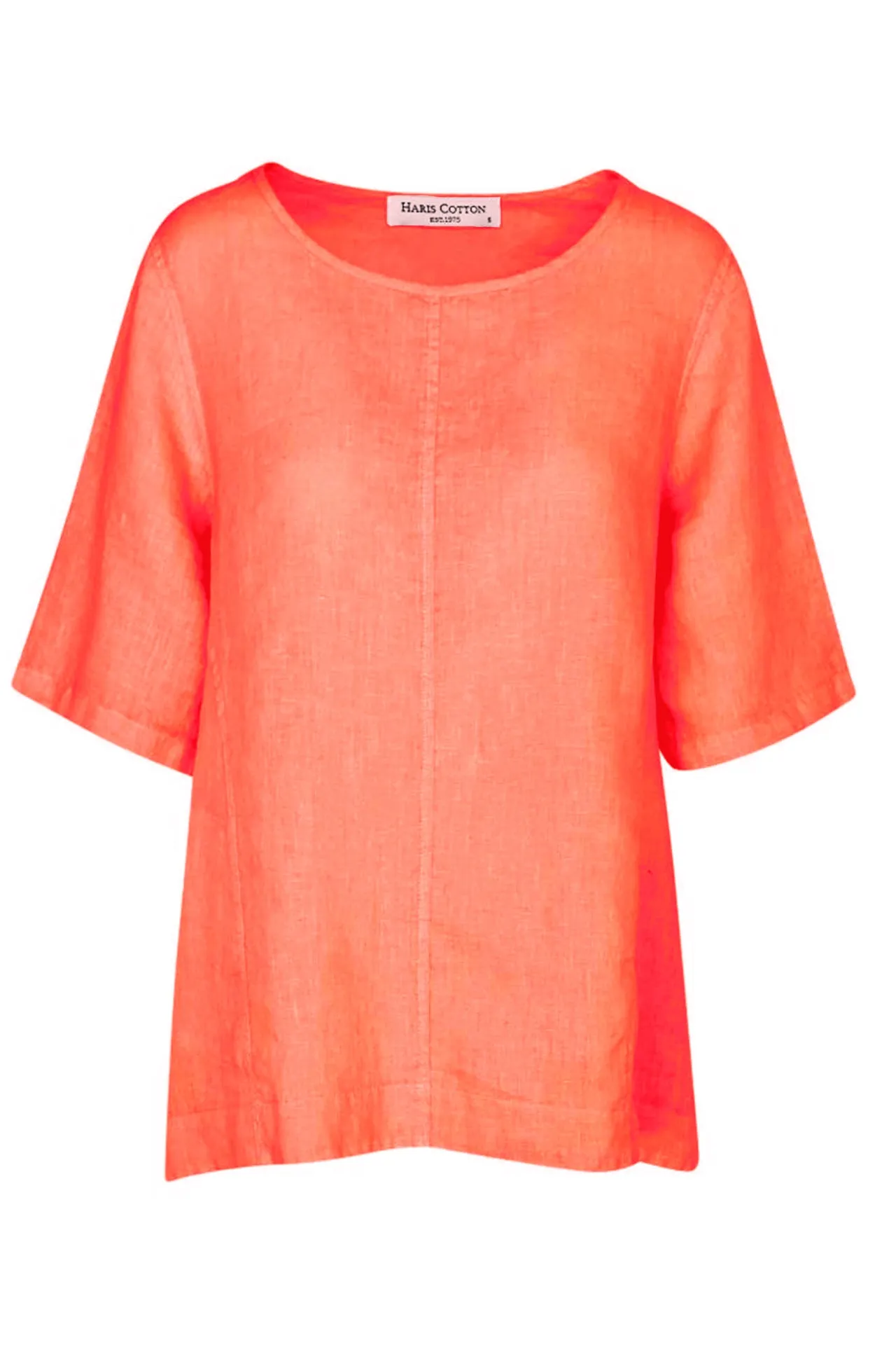 High-Low Linen Short Sleeved Blouse