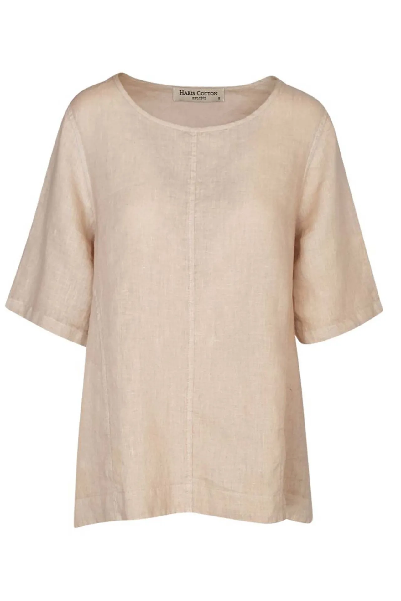 High-Low Linen Short Sleeved Blouse