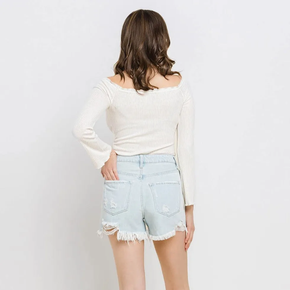 High Rise Denim Shorts - Large