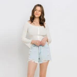 High Rise Denim Shorts - Large