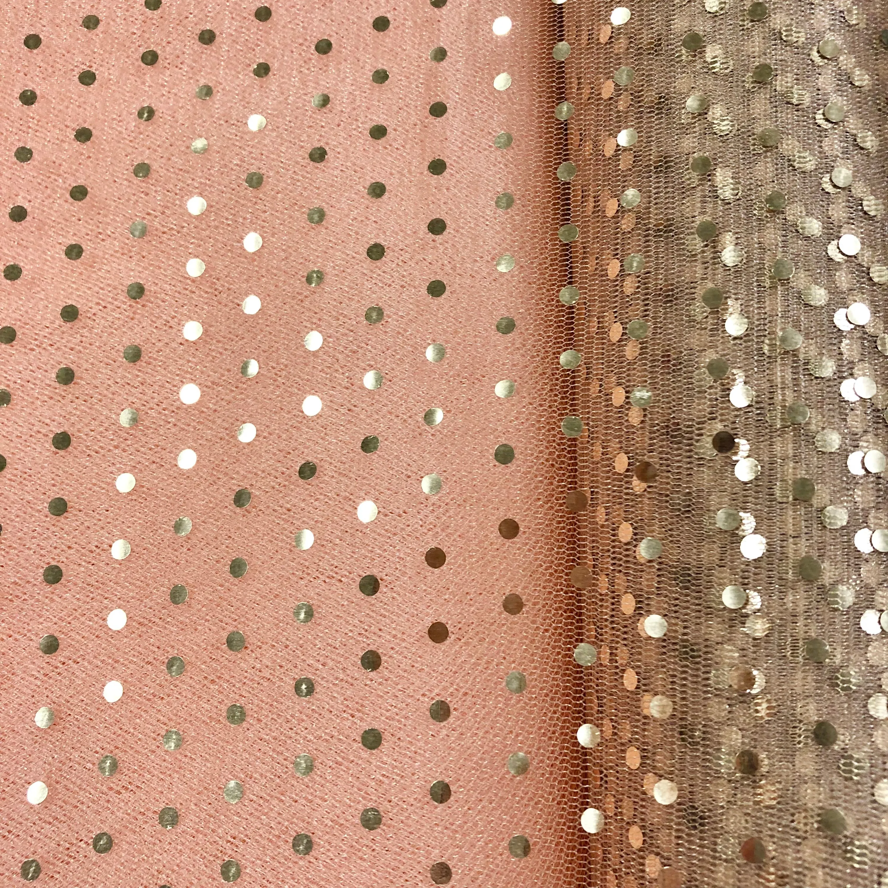 Hologram Dot Tulle - 58/60-inches Wide Beige with Gold Dots