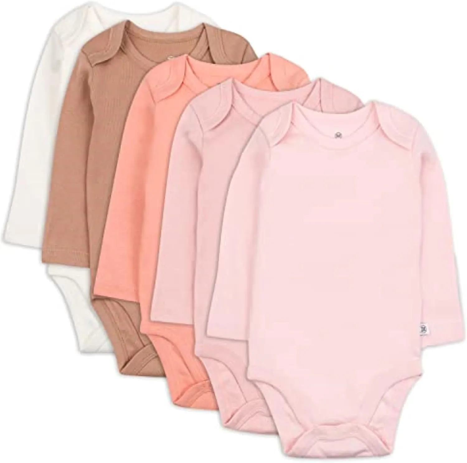 HonestBaby Baby Girls' 5-pack Long Sleeve Bodysuits One-piece 100% Organic Cotton for Infant Baby Girls', Unisex