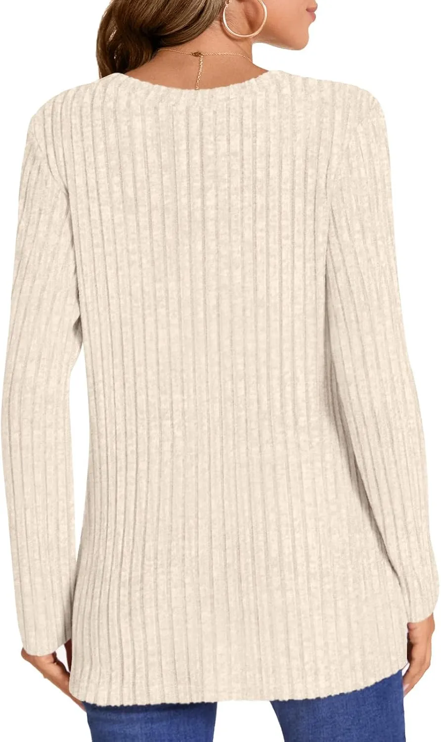 HOTGIFT Women's Pullover Sweaters Winter Tunic Tops Long Sleeve Crewneck Shirts Casual Comfortable Blouse
