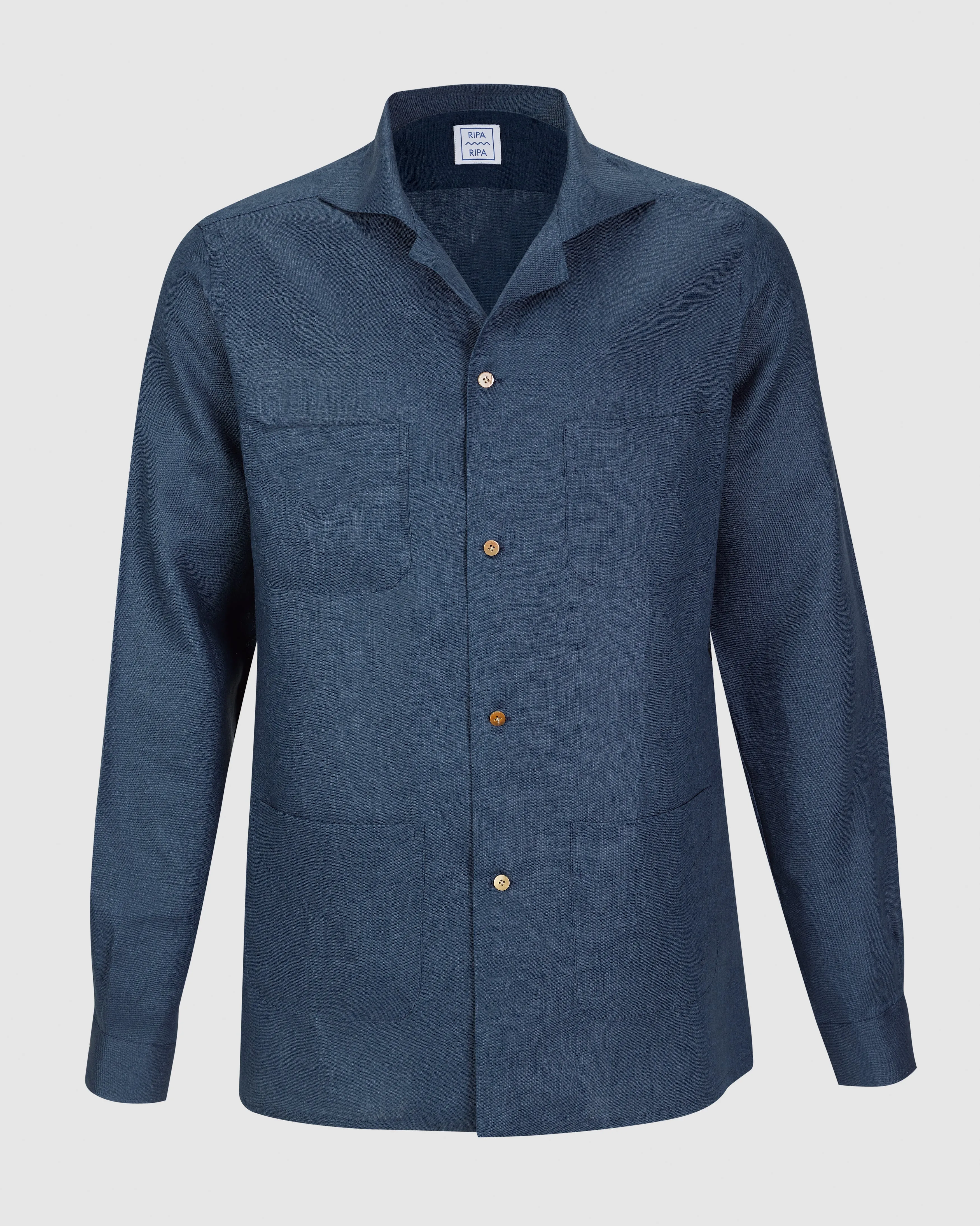 ISCHIA LINEN SHIRT IN NAVY BLUE