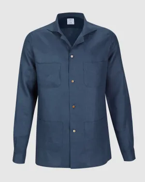ISCHIA LINEN SHIRT IN NAVY BLUE