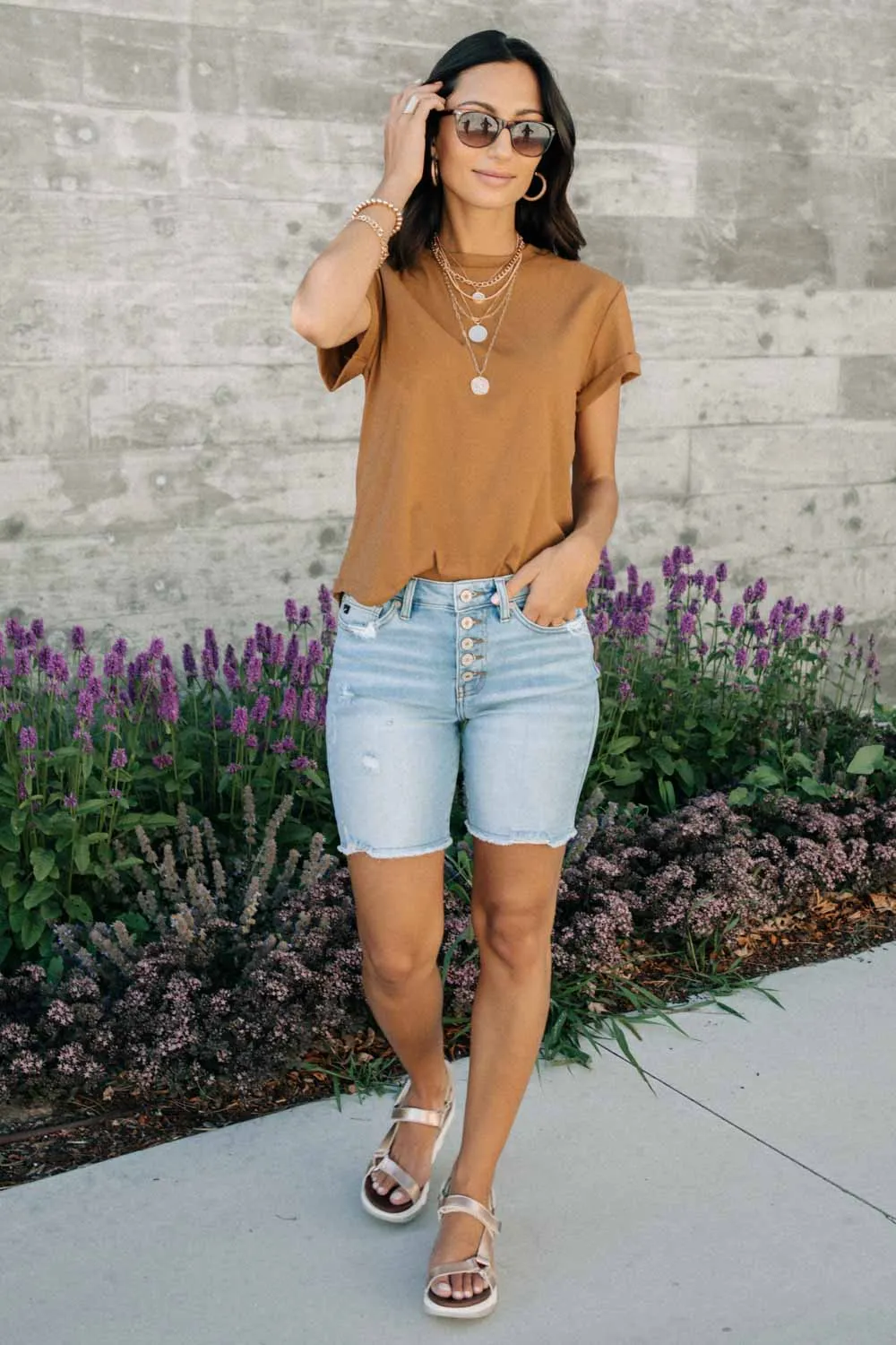 KanCan High Rise Button Fly Shorts