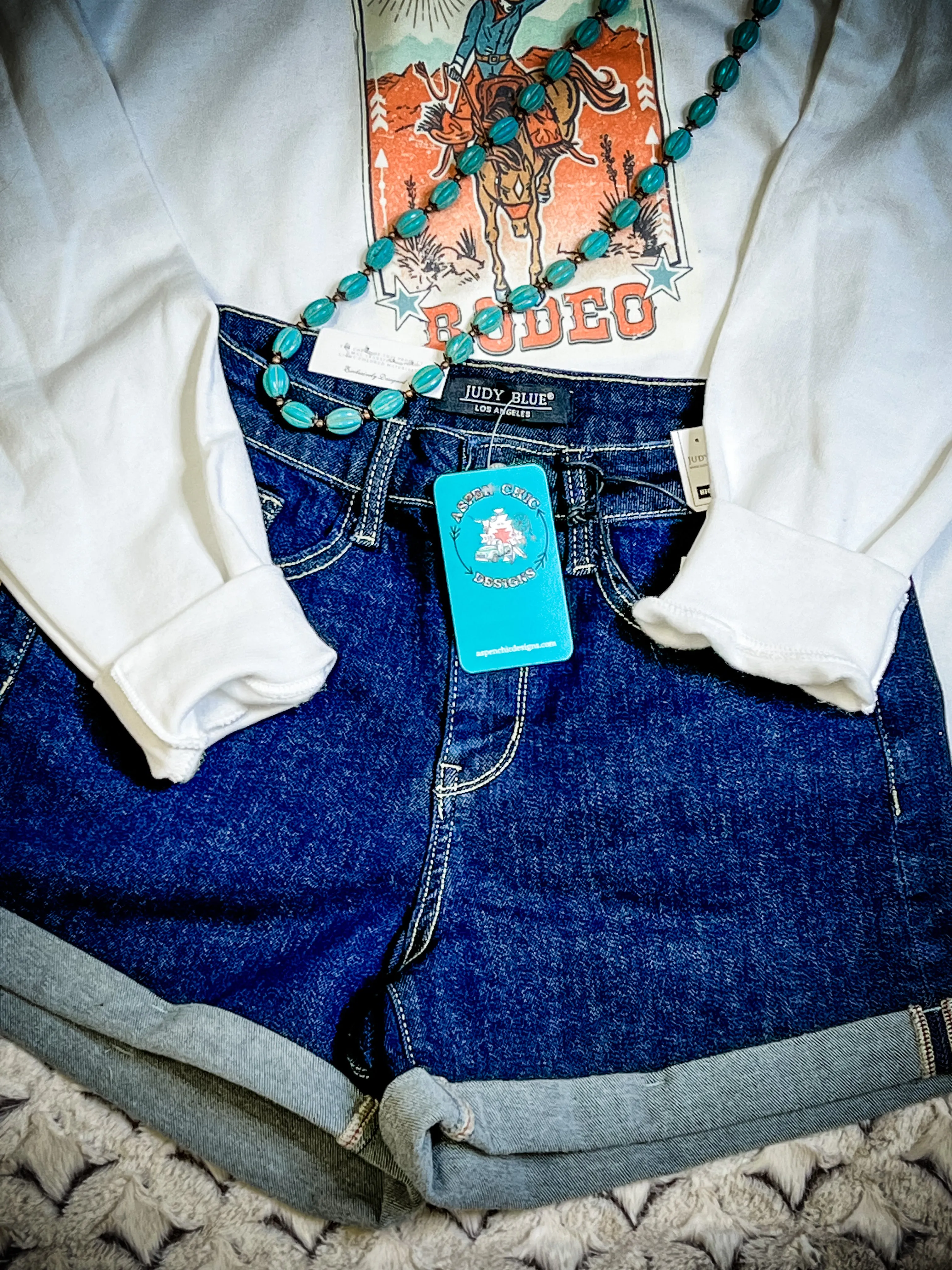Lakken Judy Blue Cutoff Dark Denim Shorts