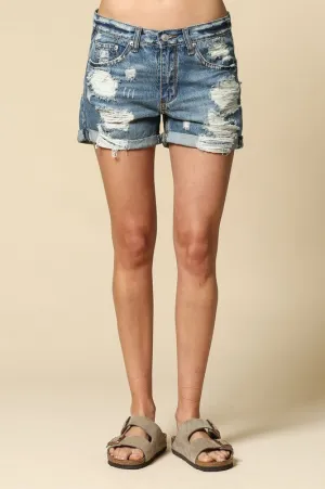Lauren Mid-rise Distressed Boyfriend Shorts