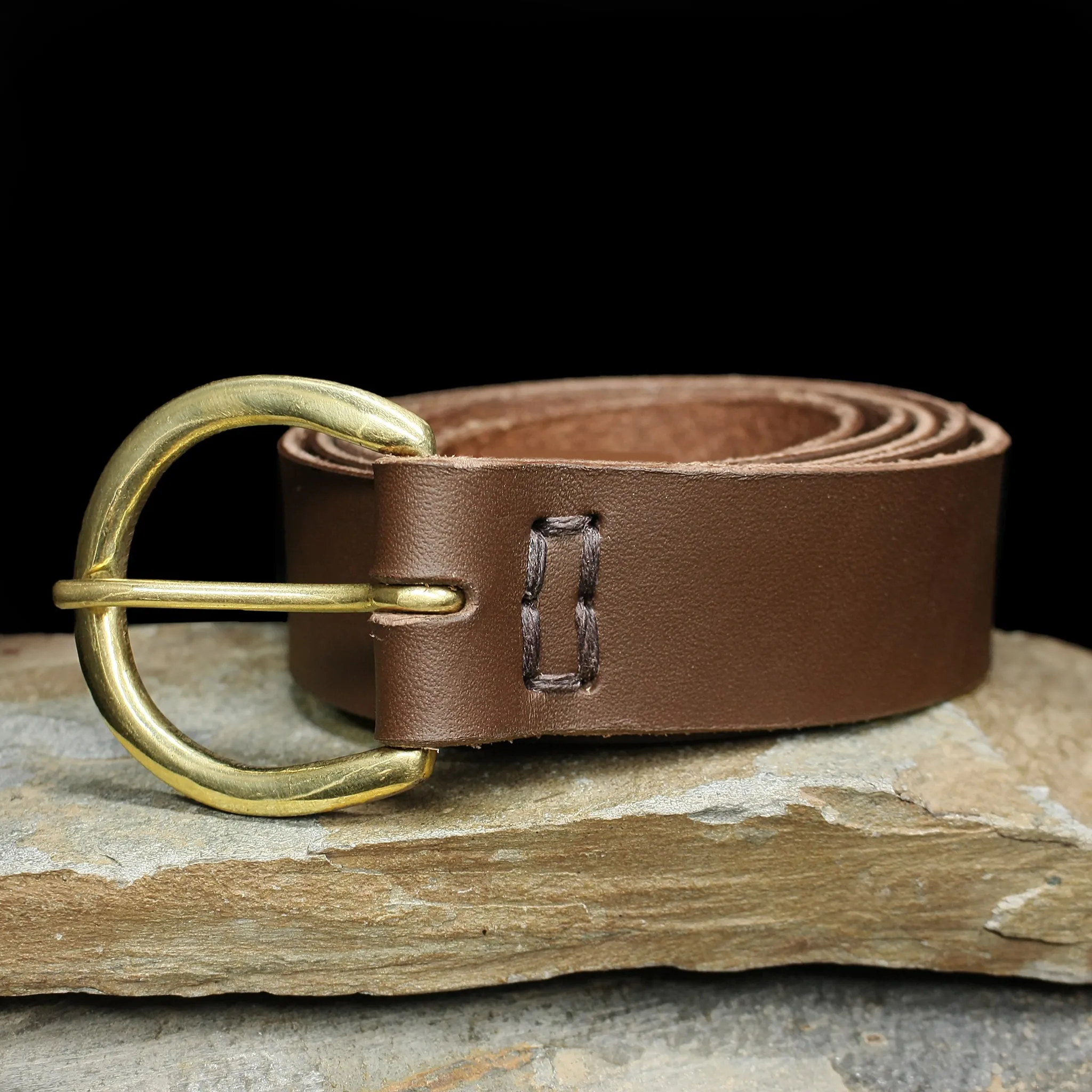 Leather Viking Belt with Brass Buckle