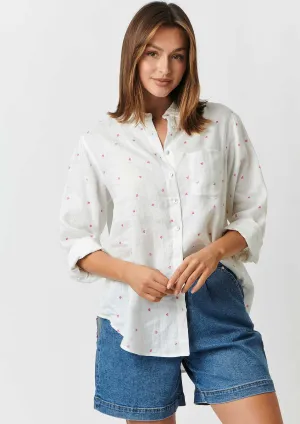 Linen Boyfriend Shirt in Rosier