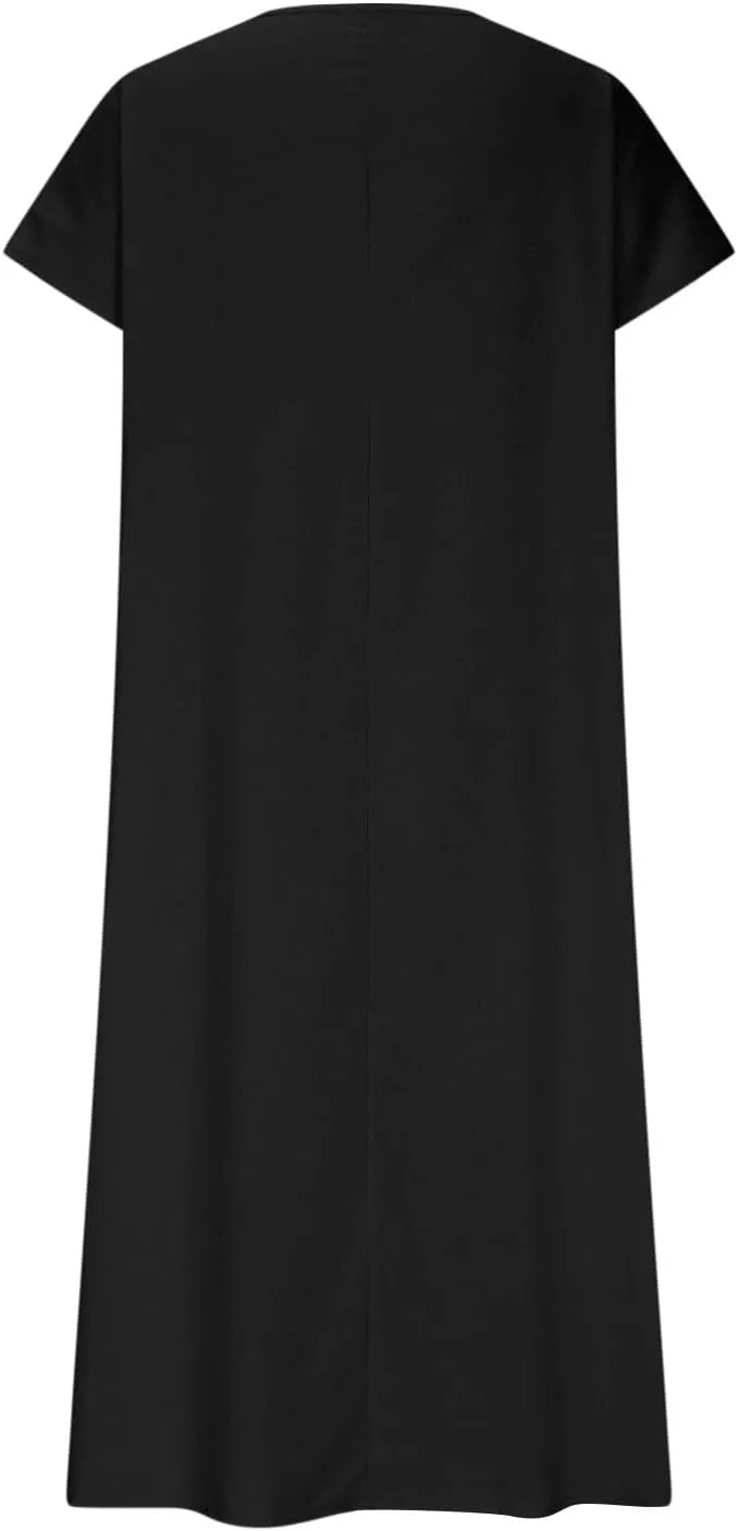 Linen Dresses for Women Trendy Vneck Long Maxi Dress Flowy Summer Sundresses Boho Beach Wear