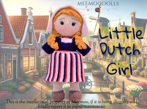 Little Dutch Girl. Knitting Doll Pattern. Meemoodolls.