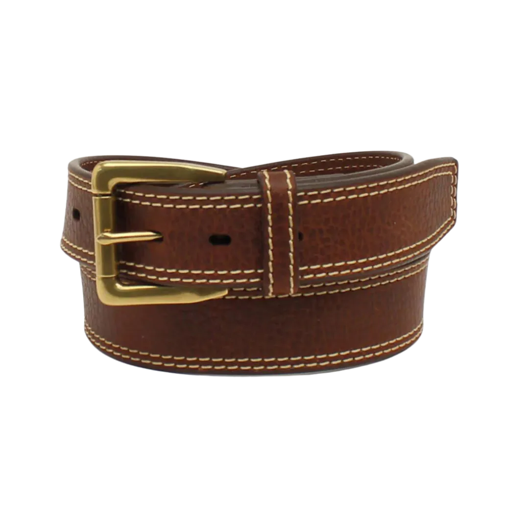 M&F Men's Logo Concho Double Stitch Brown Belt