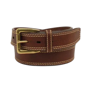 M&F Men's Logo Concho Double Stitch Brown Belt
