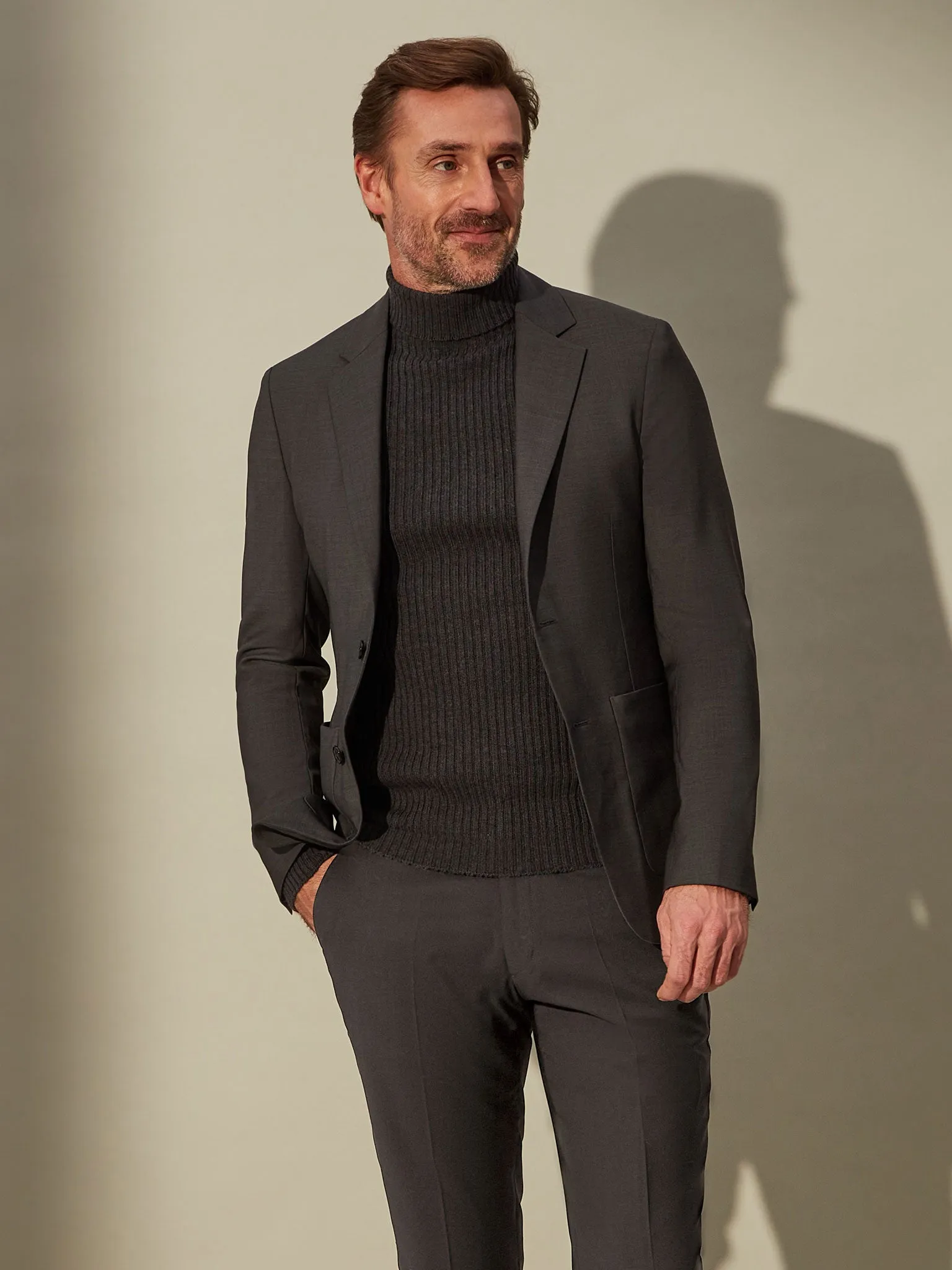 Merino Roll Neck - Downtown Grey
