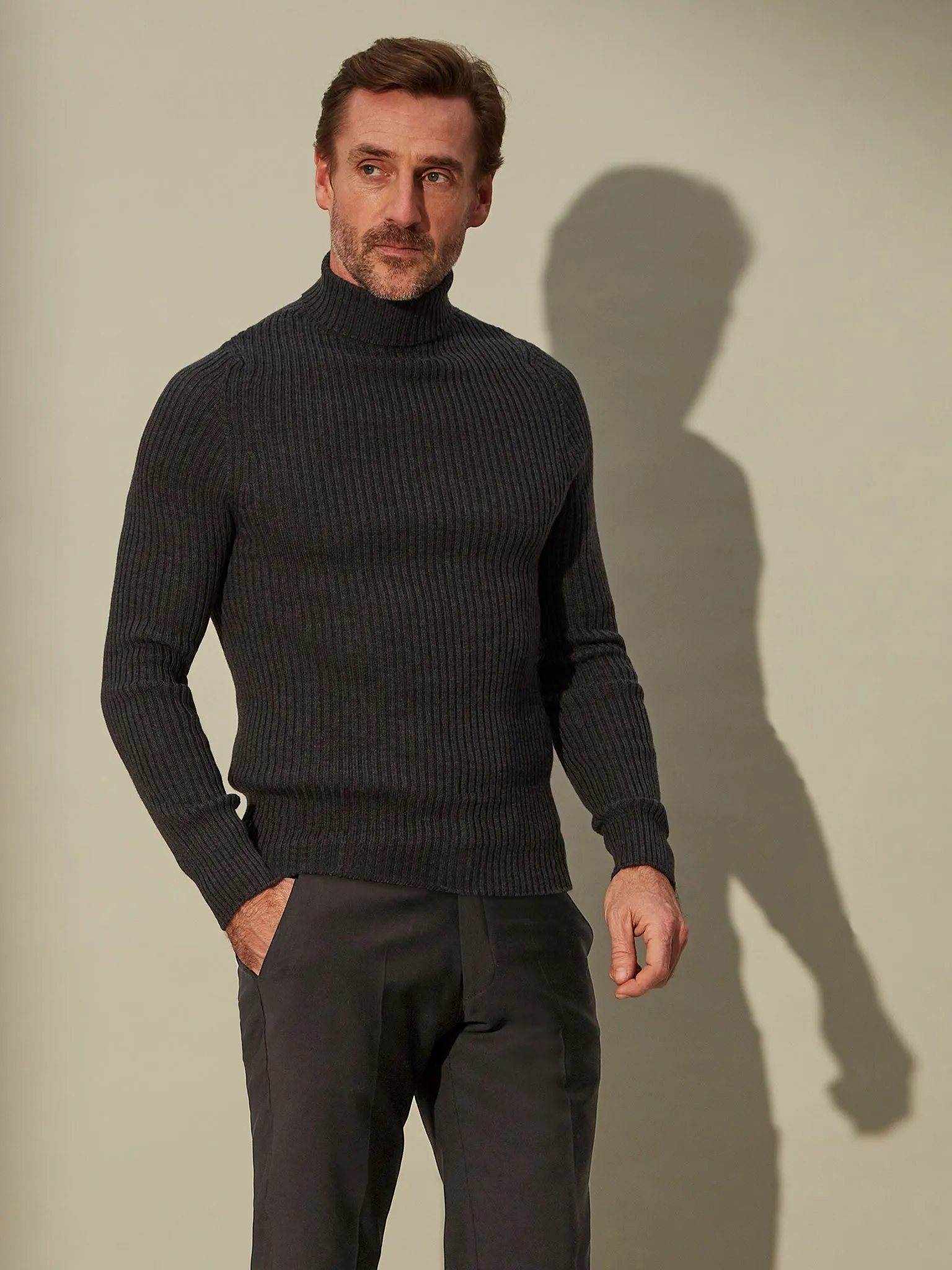 Merino Roll Neck - Downtown Grey