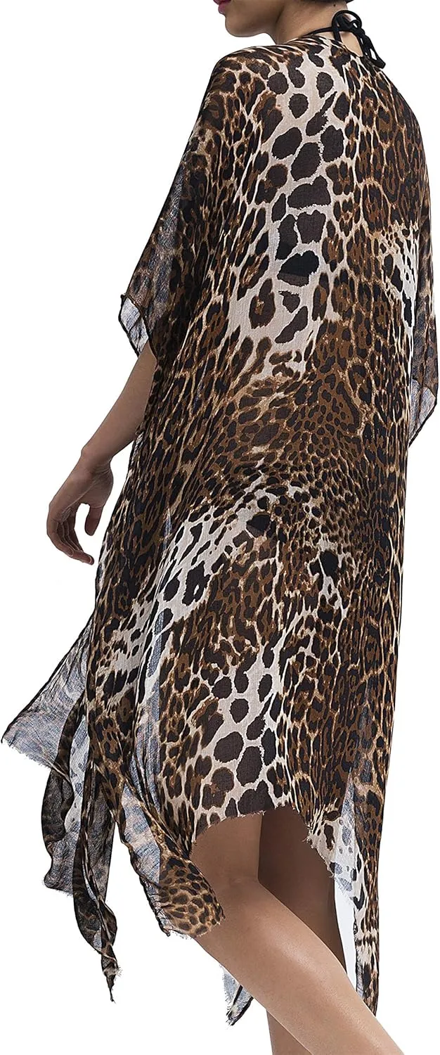 Moss Rose Women's Beach Cover up Swimsuit Kimono with Bohemian Floral Print, Loose Casual Resort Wear