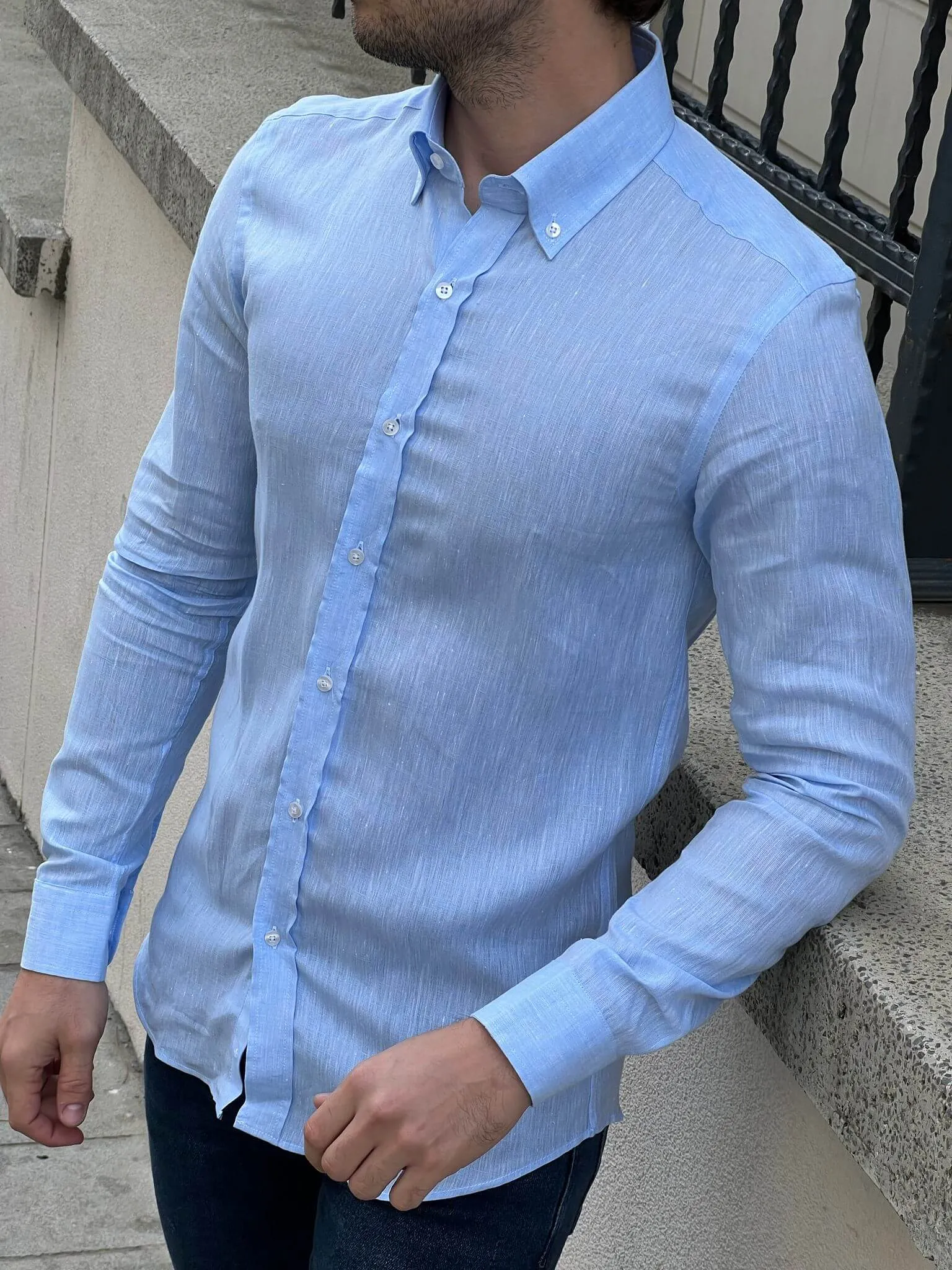 Nevada Blue Linen Shirt